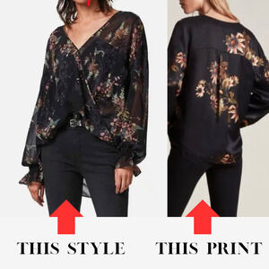Allsaints Size 10UK 6US Penny Style Floral Blouse Black